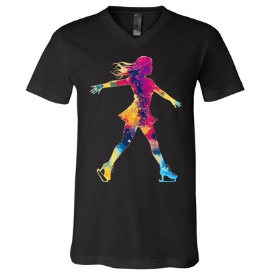 Cute Ice Skating Skater Figure Skating V-Neck T-Shirt