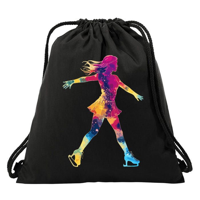 Cute Ice Skating Skater Figure Skating Drawstring Bag