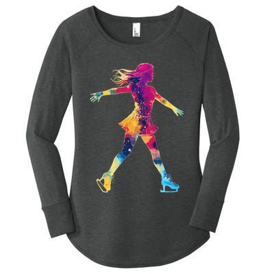 Cute Ice Skating Skater Figure Skating Women's Perfect Tri Tunic Long Sleeve Shirt