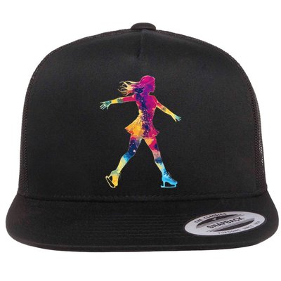 Cute Ice Skating Skater Figure Skating Flat Bill Trucker Hat