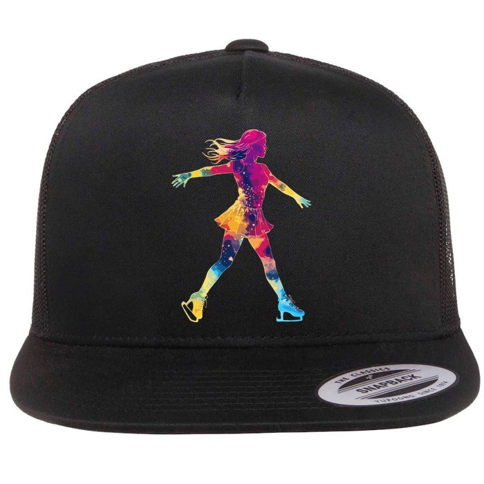 Cute Ice Skating Skater Figure Skating Flat Bill Trucker Hat