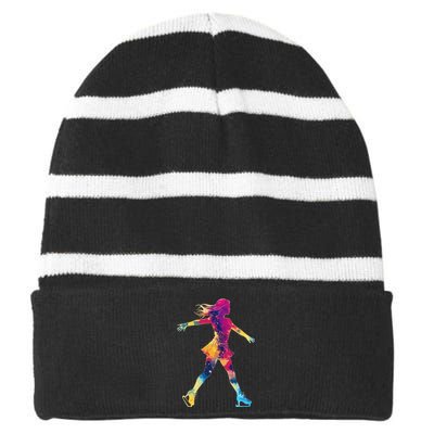 Cute Ice Skating Skater Figure Skating Striped Beanie with Solid Band