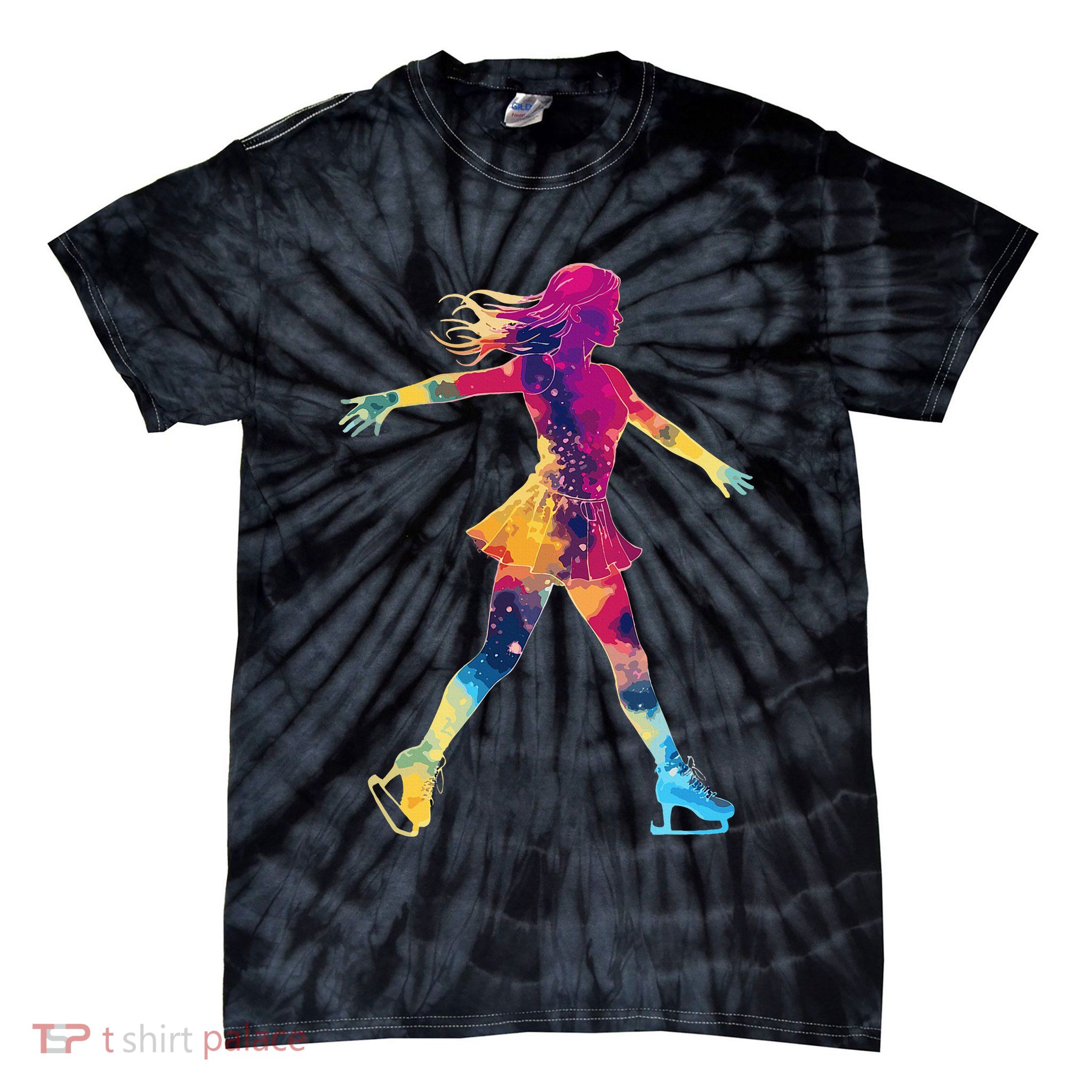 Cute Ice Skating Skater Figure Skating Tie-Dye T-Shirt