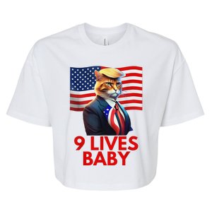 Cat In Suite With Trump Hair American Flag Nine Lives Baby Bella+Canvas Jersey Crop Tee