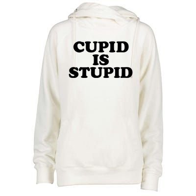 Cupid Is Stupid Anti Valentines Singles Awareness Day Meaningful Gift Womens Funnel Neck Pullover Hood