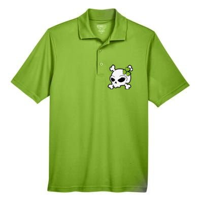 Cute Irish Shamrock Leaf Skull Men's Origin Performance Piqué Polo