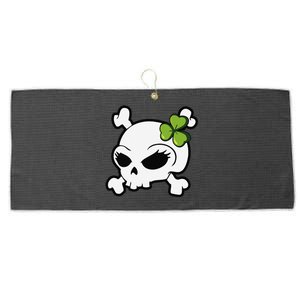 Cute Irish Shamrock Leaf Skull Large Microfiber Waffle Golf Towel