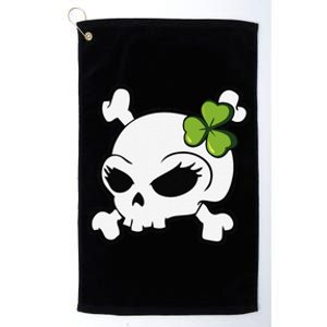 Cute Irish Shamrock Leaf Skull Platinum Collection Golf Towel