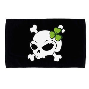 Cute Irish Shamrock Leaf Skull Microfiber Hand Towel