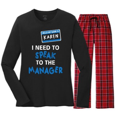 Can I Speak To The Manager Karen Women's Long Sleeve Flannel Pajama Set 