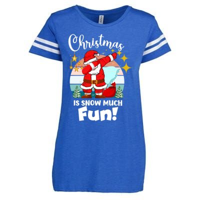 Christmas Is Snow Much Fun Xmas Puns Dabbing Santa Funny Gift Enza Ladies Jersey Football T-Shirt