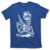 Coffee Ing Skeleton Coffee Messy Bun Halloween Cute Gift T-Shirt