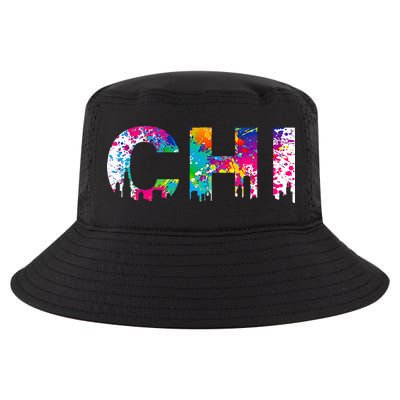 CHI Illinois Skyline Color Paint Splash Rainbow Chicago City Cool Comfort Performance Bucket Hat