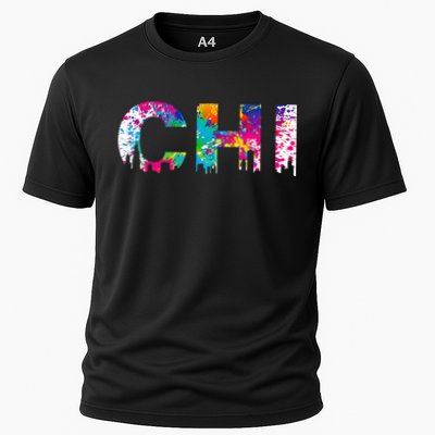 CHI Illinois Skyline Color Paint Splash Rainbow Chicago City Performance Shirt