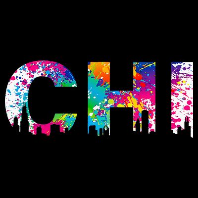 CHI Illinois Skyline Color Paint Splash Rainbow Chicago City T-Shirt