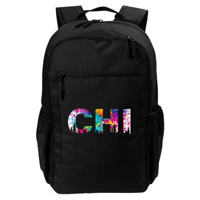 CHI Illinois Skyline Color Paint Splash Rainbow Chicago City Backpack