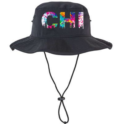 CHI Illinois Skyline Color Paint Splash Rainbow Chicago City Bucket Hat