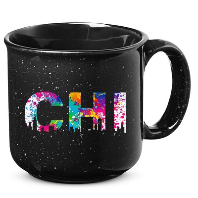CHI Illinois Skyline Color Paint Splash Rainbow Chicago City 15oz Campfire Ceramic Mug