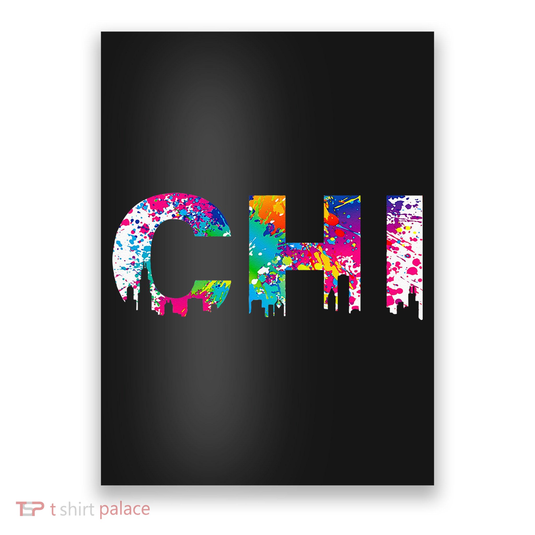 CHI Illinois Skyline Color Paint Splash Rainbow Chicago City Poster
