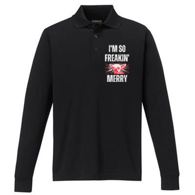 Christmas IM So Freaking Merry Scary Chihuahua Dog Gift Performance Long Sleeve Polo