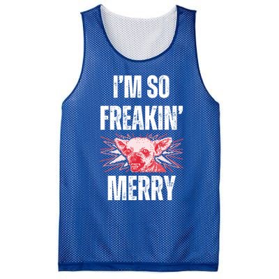 Christmas IM So Freaking Merry Scary Chihuahua Dog Gift Mesh Reversible Basketball Jersey Tank