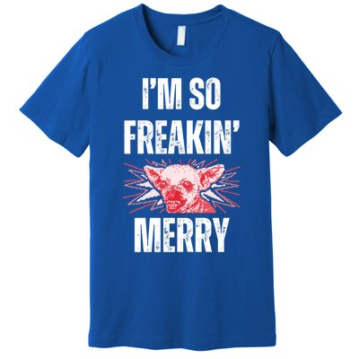 Christmas IM So Freaking Merry Scary Chihuahua Dog Gift Premium T-Shirt