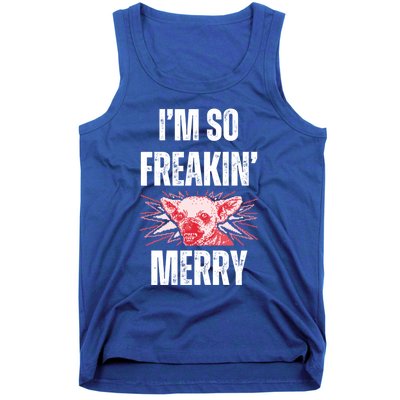 Christmas IM So Freaking Merry Scary Chihuahua Dog Gift Tank Top