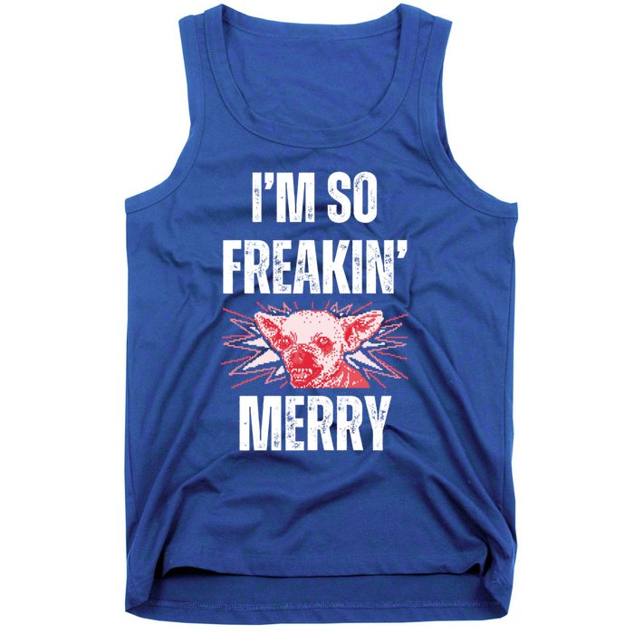 Christmas IM So Freaking Merry Scary Chihuahua Dog Gift Tank Top