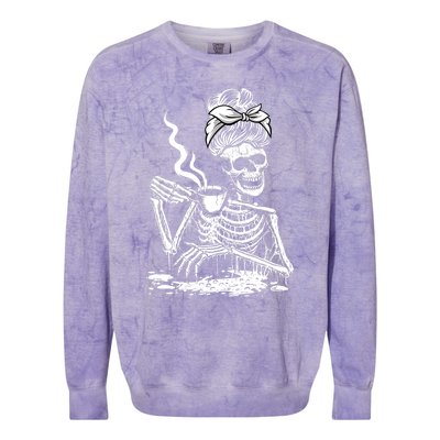 Coffee Ing Skeleton Lazy Diy Halloween Costume Gift Colorblast Crewneck Sweatshirt