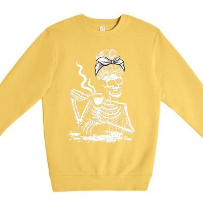 Coffee Ing Skeleton Lazy Diy Halloween Costume Gift Premium Crewneck Sweatshirt