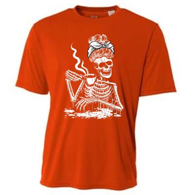 Coffee Ing Skeleton Lazy Diy Halloween Costume Gift Cooling Performance Crew T-Shirt