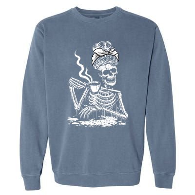 Coffee Ing Skeleton Lazy Diy Halloween Costume Gift Garment-Dyed Sweatshirt