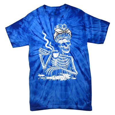 Coffee Ing Skeleton Lazy Diy Halloween Costume Gift Tie-Dye T-Shirt