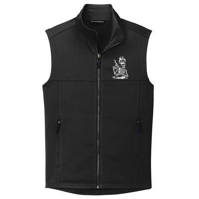 Coffee Ing Skeleton Lazy Diy Halloween Costume Gift Collective Smooth Fleece Vest