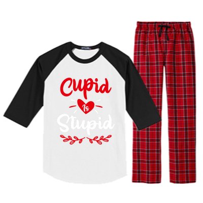 Cupid Is Stupid Funny Anti Valentine's Day Joke Enthusiast Meaningful Gift Raglan Sleeve Pajama Set