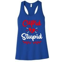 Cupid Is Stupid Funny Anti Valentine's Day Joke Enthusiast Meaningful Gift Women's Racerback Tank