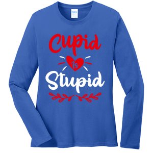 Cupid Is Stupid Funny Anti Valentine's Day Joke Enthusiast Meaningful Gift Ladies Long Sleeve Shirt