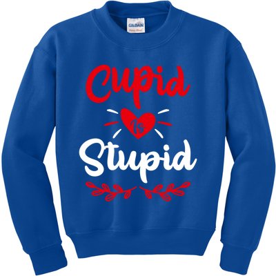 Cupid Is Stupid Funny Anti Valentine's Day Joke Enthusiast Meaningful Gift Kids Sweatshirt