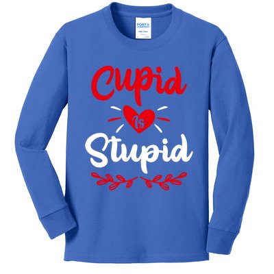 Cupid Is Stupid Funny Anti Valentine's Day Joke Enthusiast Meaningful Gift Kids Long Sleeve Shirt