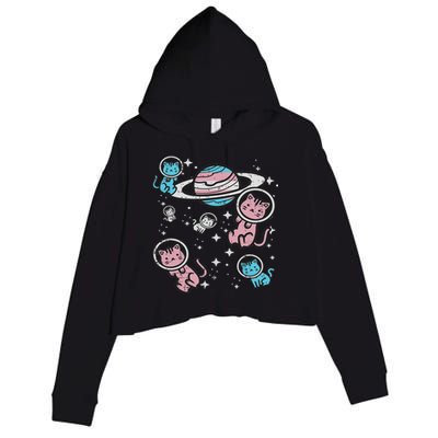 Cats In Space Transsexual Pride Month Lgbt Crop Fleece Hoodie