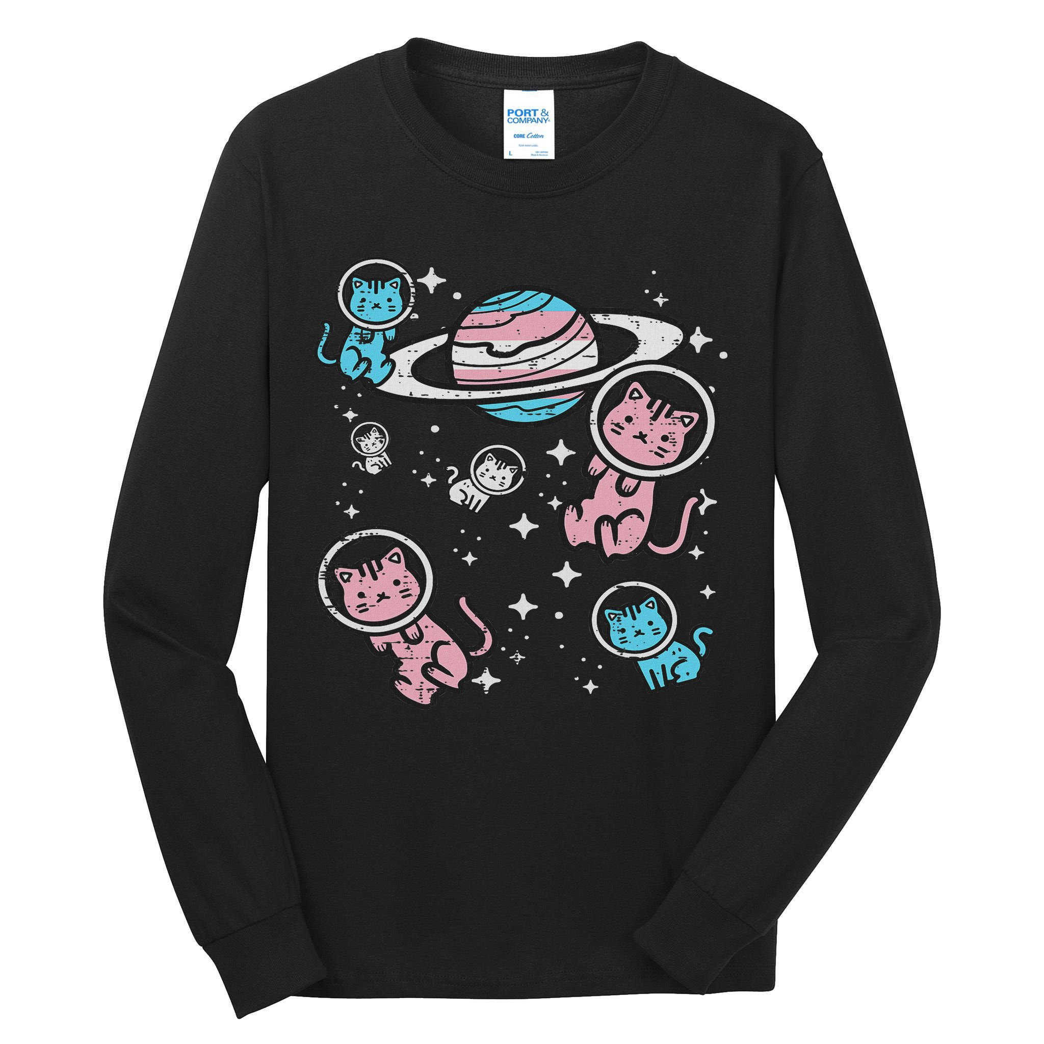 Cats In Space Transsexual Pride Month Lgbt Tall Long Sleeve T-Shirt