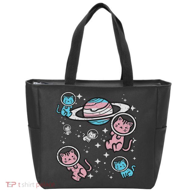 Cats In Space Transsexual Pride Month Lgbt Zip Tote Bag