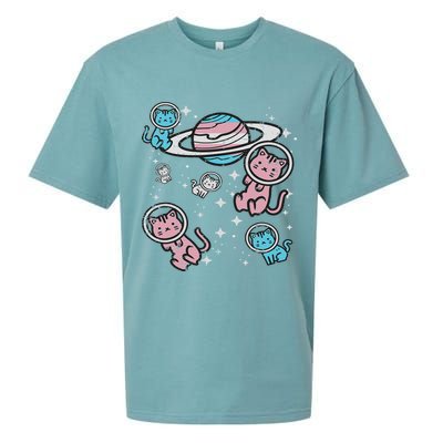 Cats In Space Transsexual Pride Month Lgbt Sueded Cloud Jersey T-Shirt