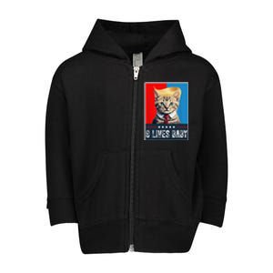 Cat In Suite With Trump Hair American Flag Nine Lives Baby Toddler Zip Fleece Hoodie