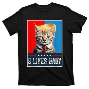 Cat In Suite With Trump Hair American Flag Nine Lives Baby T-Shirt