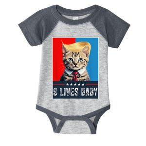 Cat In Suite With Trump Hair American Flag Nine Lives Baby Infant Baby Jersey Bodysuit