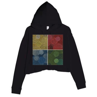 Circles In Squares Crop Fleece Hoodie