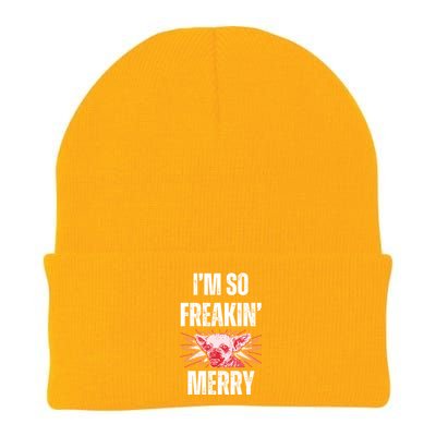 Christmas IM So Freaking Merry Scary Chihuahua Dog Gift Knit Cap Winter Beanie