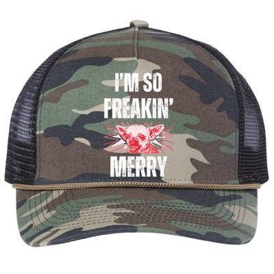 Christmas IM So Freaking Merry Scary Chihuahua Dog Gift Retro Rope Trucker Hat Cap