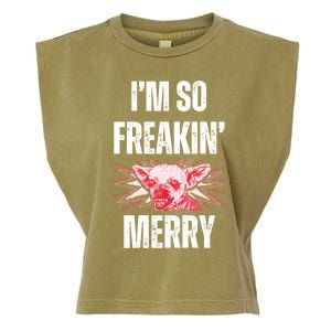 Christmas IM So Freaking Merry Scary Chihuahua Dog Gift Garment-Dyed Women's Muscle Tee